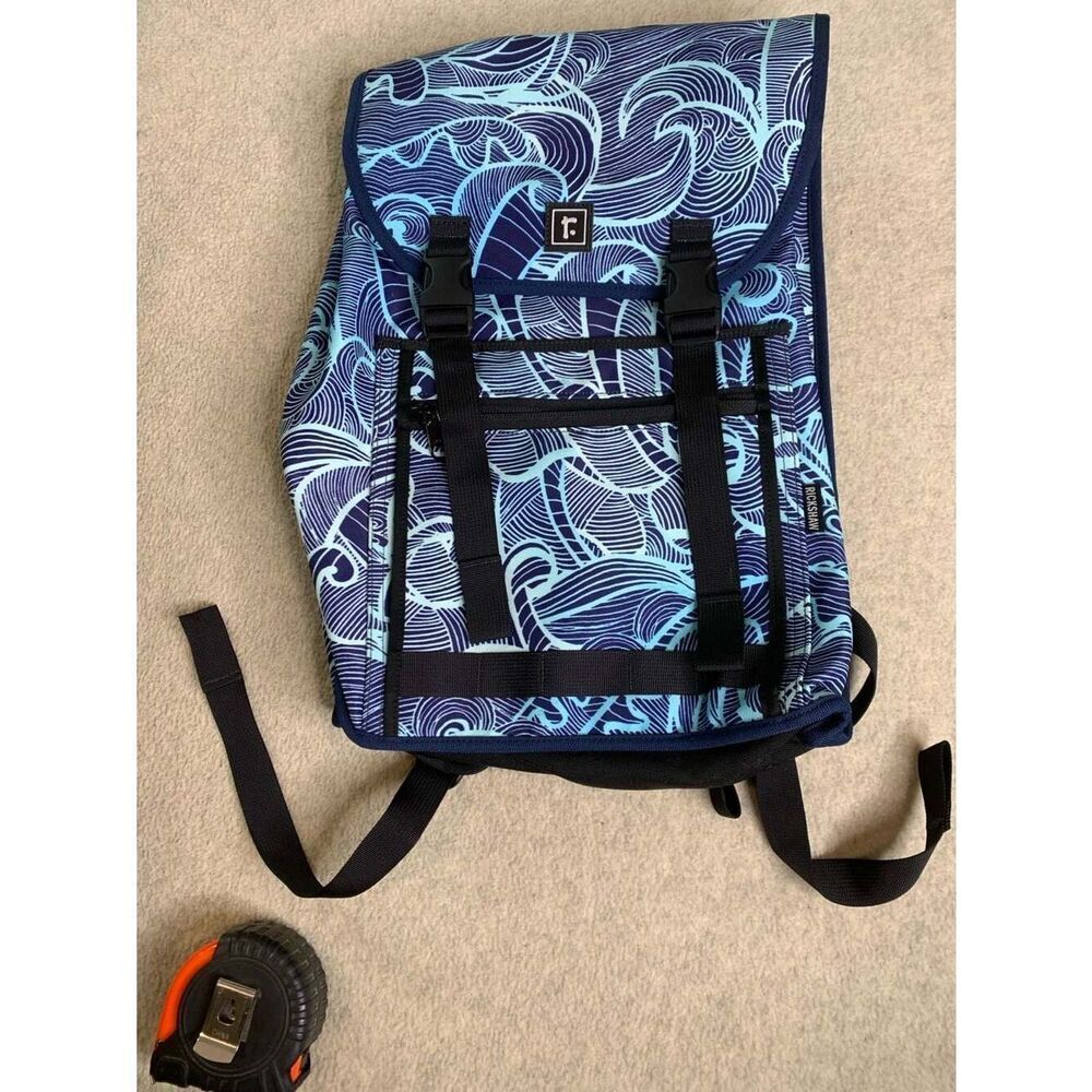 Rickshaw Bagworks Sutro Backpack - Spencer Dwight Blue Wave Pattern